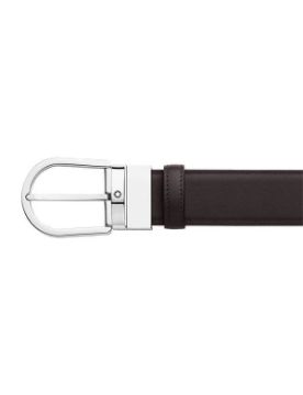 Montblanc Horseshoe Siyah/Kahverengi 35 mm Deri Kemer 126486