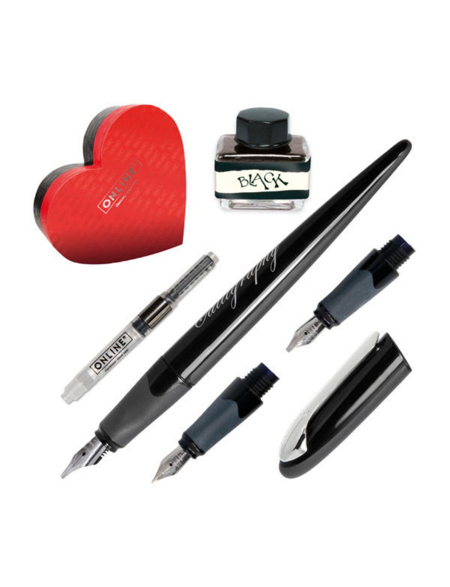 Online Air Set Heart Box Siyah Dolma Kalem 10033