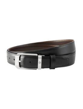 Montblanc Siyah/Kahverengi 30 mm Çift Taraflı Deri Kemer 129439