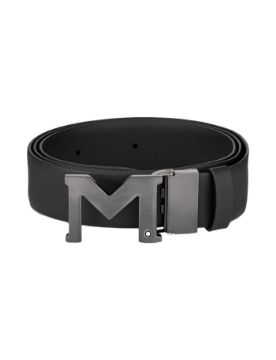 Montblanc M Tokalı Siyah 35 mm Deri Kemer 129445