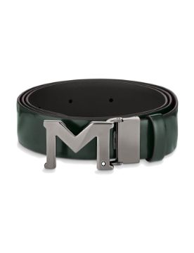 Montblanc M Tokalı Yeşil-Kahverengi 35 mm Çift Taraflı Deri Kemer 129444
