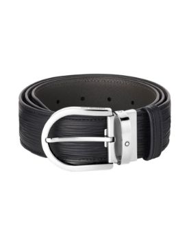 Montblanc At Nalı Tokalı Baskılı Siyah 40 mm Deri Kemer 131172