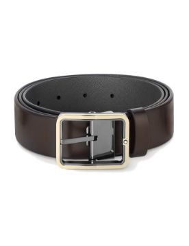 Montblanc Kahverengi/Gri 35 mm Çift Taraflı Deri Kemer 131192