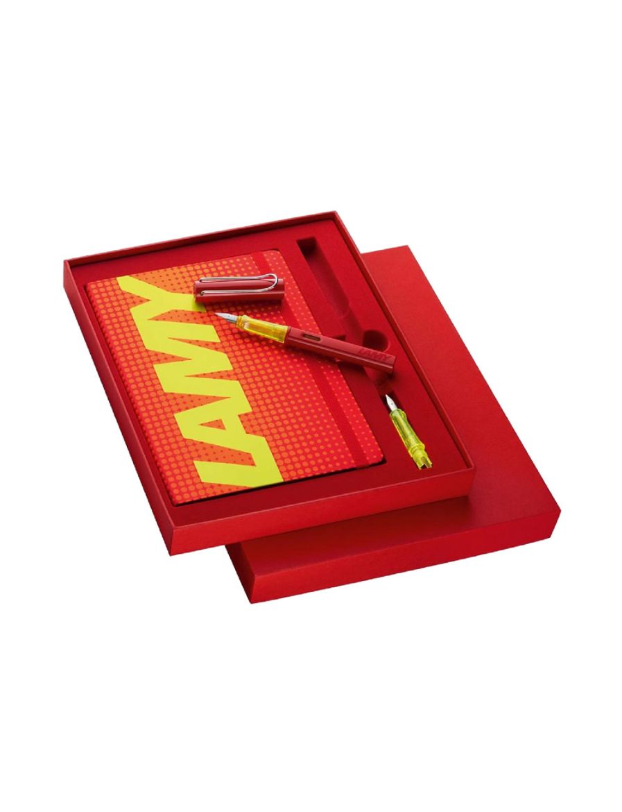 Lamy Al-Star Glossy Red Aluminium F Uç Dolma Kalem ve Defter Special Set 22GL-SS-F