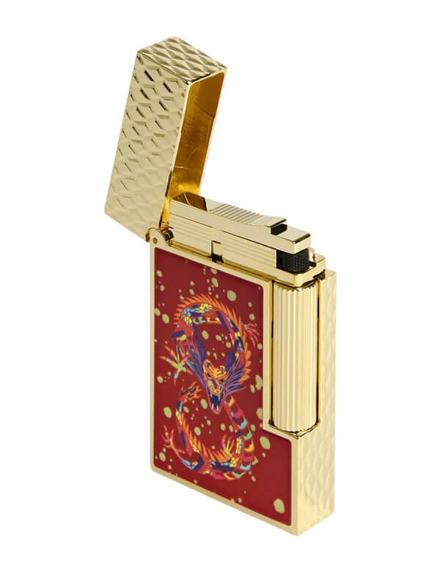 S.T. Dupont Ligne 2 Burgundy - Golden Year of The Dragon Perfect ping Çakmak 16526