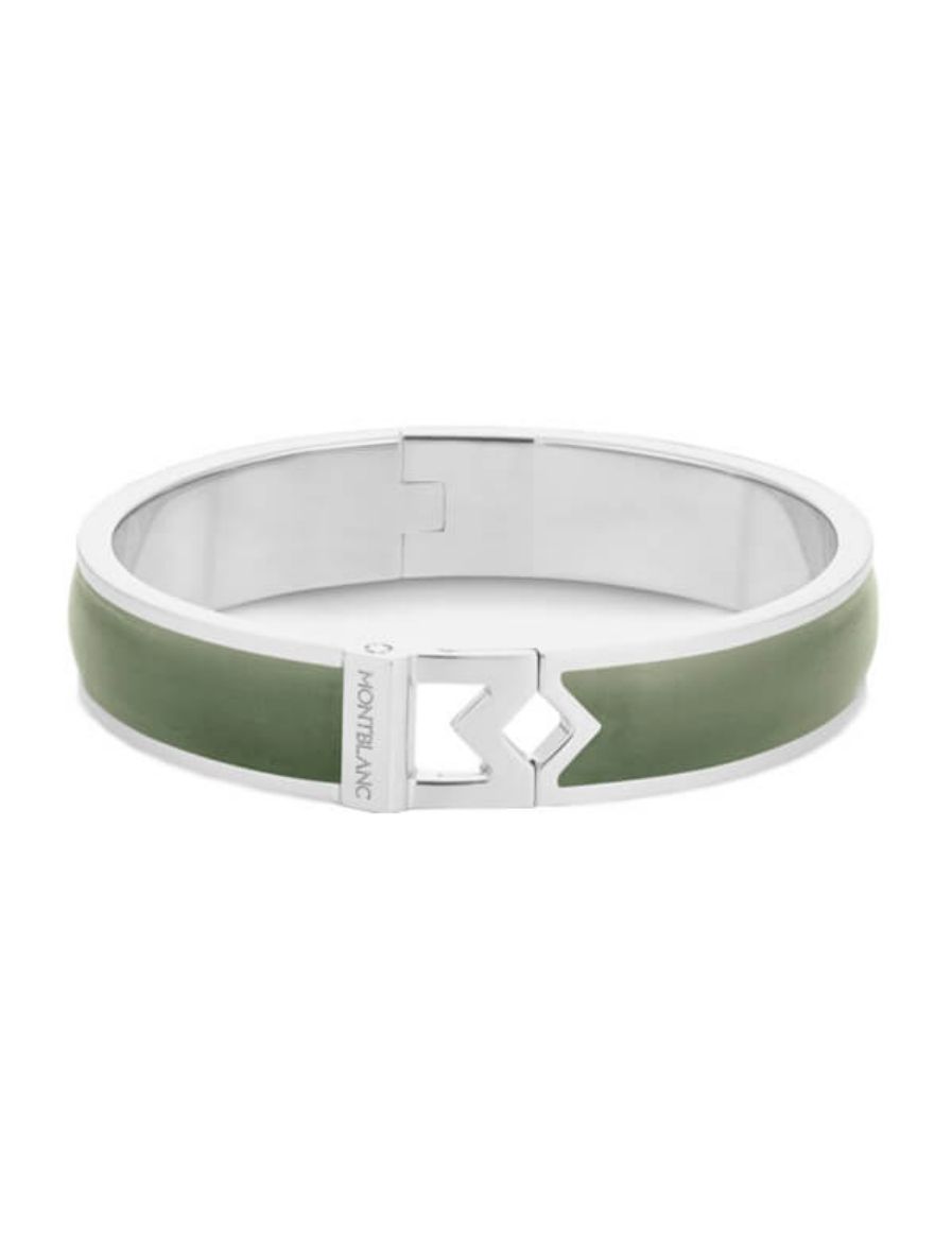 Montblanc M Logo Kiremit Deri Çelik Bilezik 133125