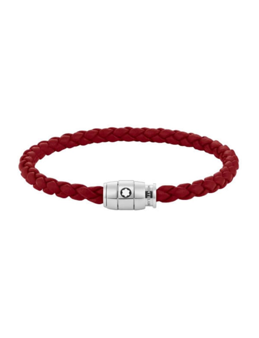Montblanc Meisterstück Steel 3-Ring Kızıl Deri Bileklik 134065