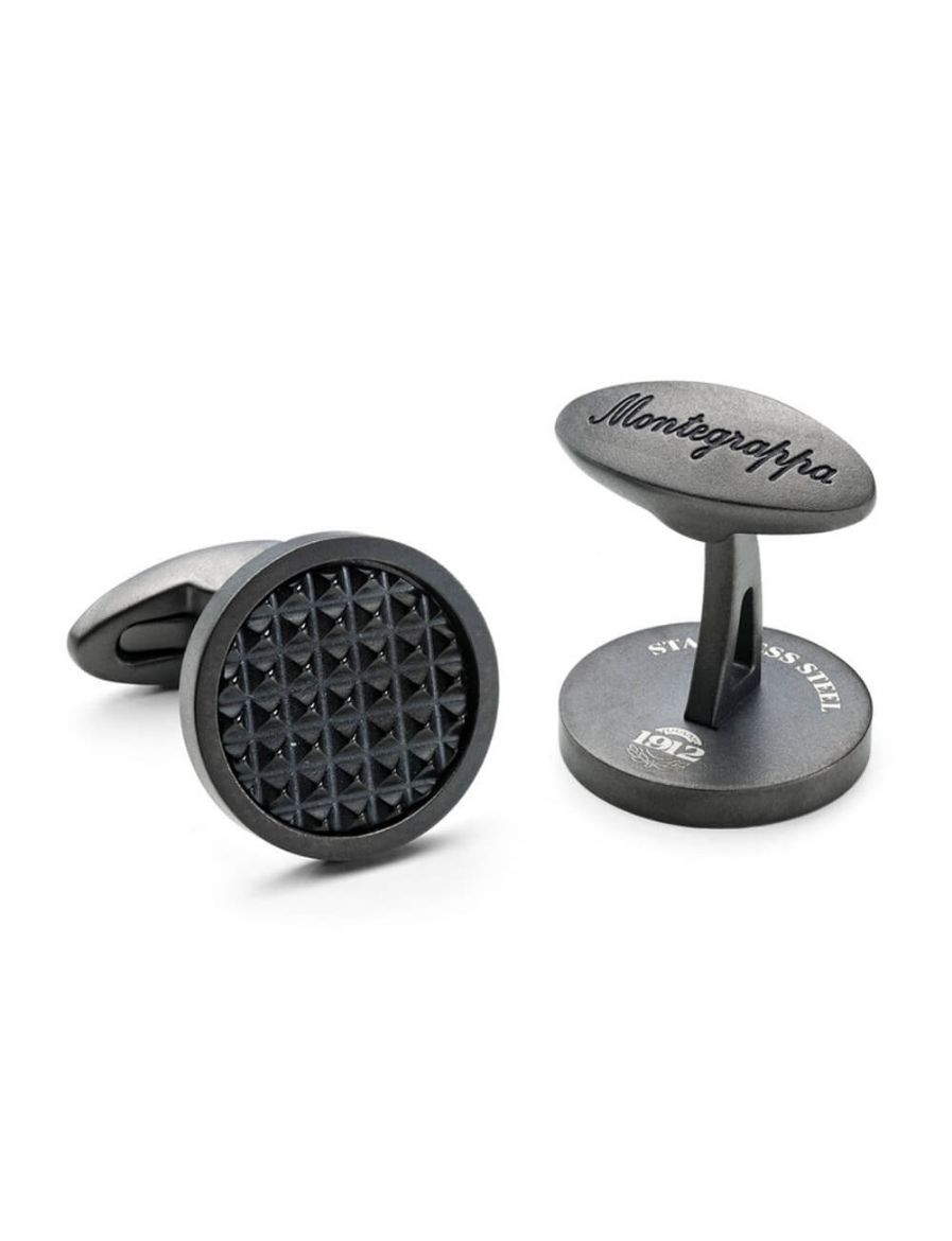 Montegrappa Clou Pure Brilliance Siyah IP Kol Düğmesi IDCPCLLB