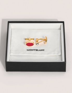 Montblanc Meisterstück Geometrik Kırmızı Lake Kakmalı Oval Kol Düğmesi 134469