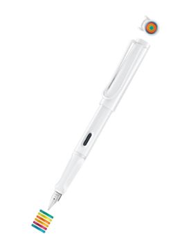 Lamy Safari Multicolor Rings Set All White Dolma Kalem - EF Uç 0B1-MC-AW-EF