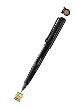 Lamy Safari Multicolor Rings Set All Black Dolma Kalem - EF Uç 0B2-MC-AB-EF