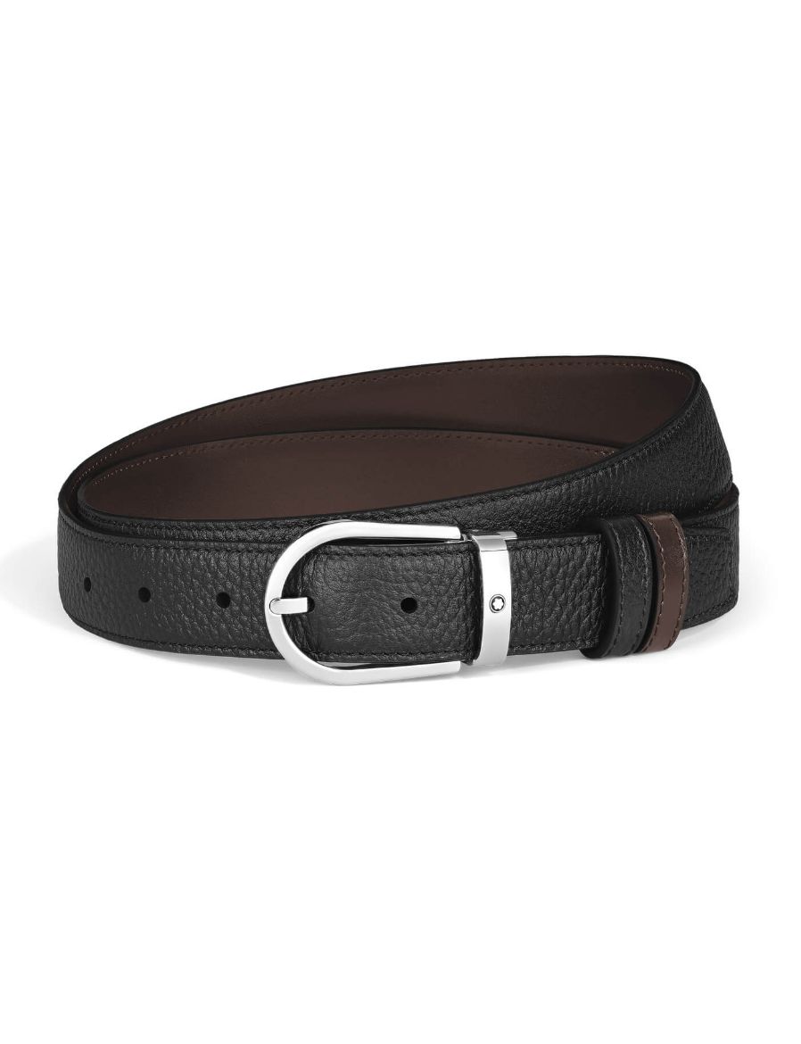 Montblanc Grain Deri At Nalı Tokalı 30 mm Çift Taraflı Kemer 222151