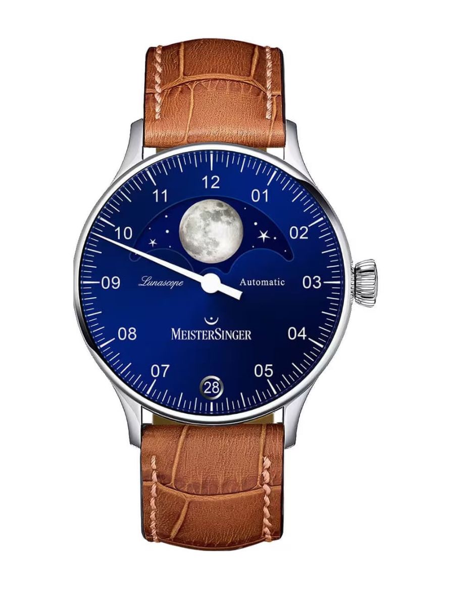 Meistersinger Lunascope Sunburst Blue 41 mm Otomatik Saat LS908