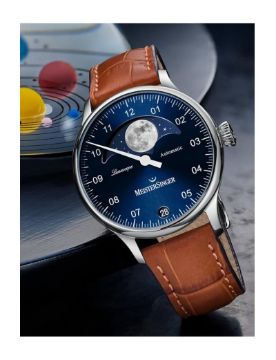 Meistersinger Lunascope Sunburst Blue 41 mm Otomatik Saat LS908