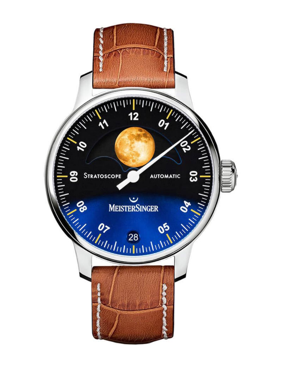 Meistersinger Stratoscope Gold Sunburst Blue 43 mm Otomatik Saat ST982G