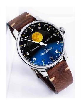 Meistersinger Stratoscope Gold Sunburst Blue 43 mm Otomatik Saat ST982G